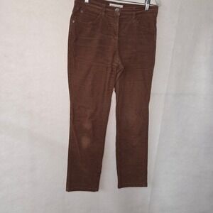 BRAX Mary Soft Corduroy Pants‎ Women Brown Straight Leg Size 27/30 Style 77-1238